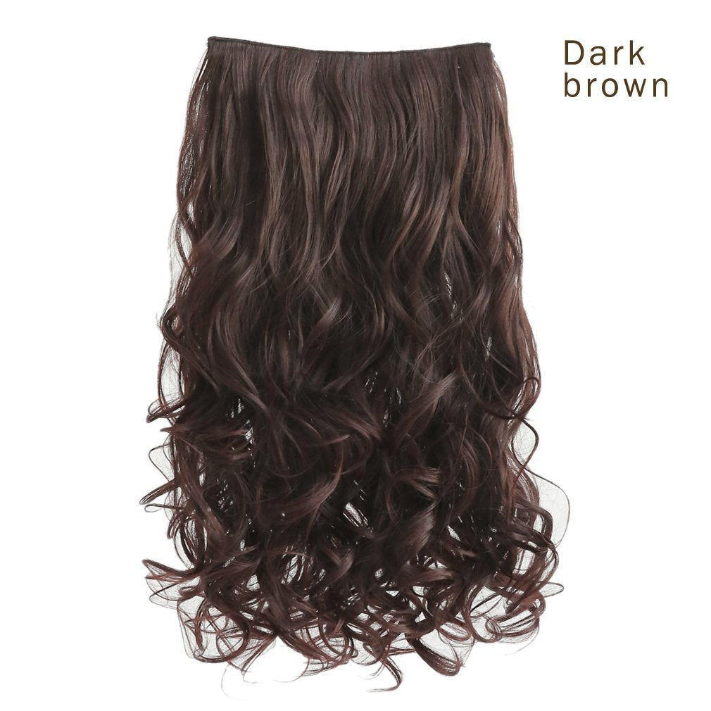 REECHO 14" 1-Pack 3/4 Full Head Wavy Clips in on Synthetic Hair Extensions Hairpieces for Women 5 Clips 3.6 Oz per Piece - Dark Brown