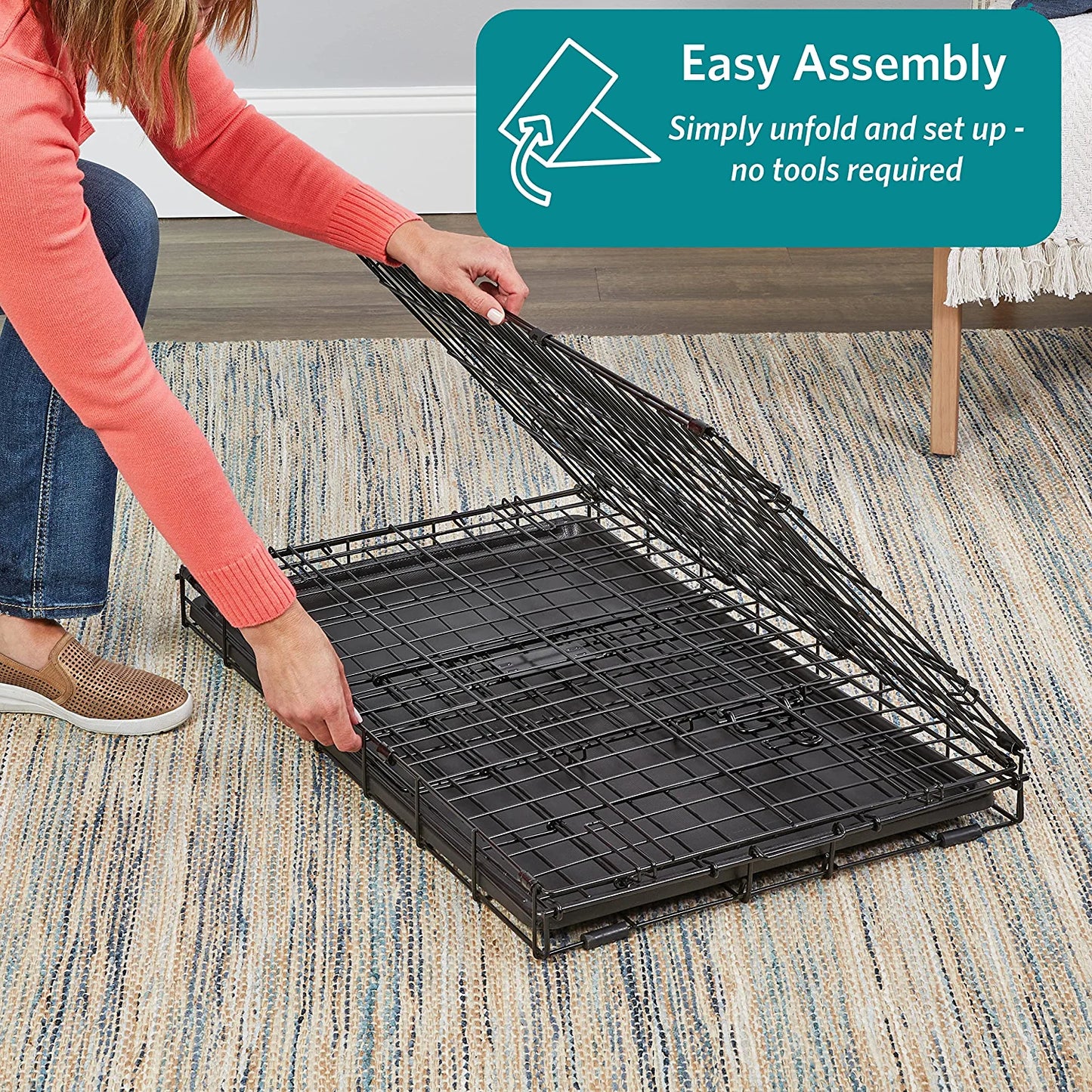 Newly Enhanced Single & Double Door Icrate Dog Crate, Includes Leak-Proof Pan, Floor Protecting Feet, Divider Panel & New Patented Features