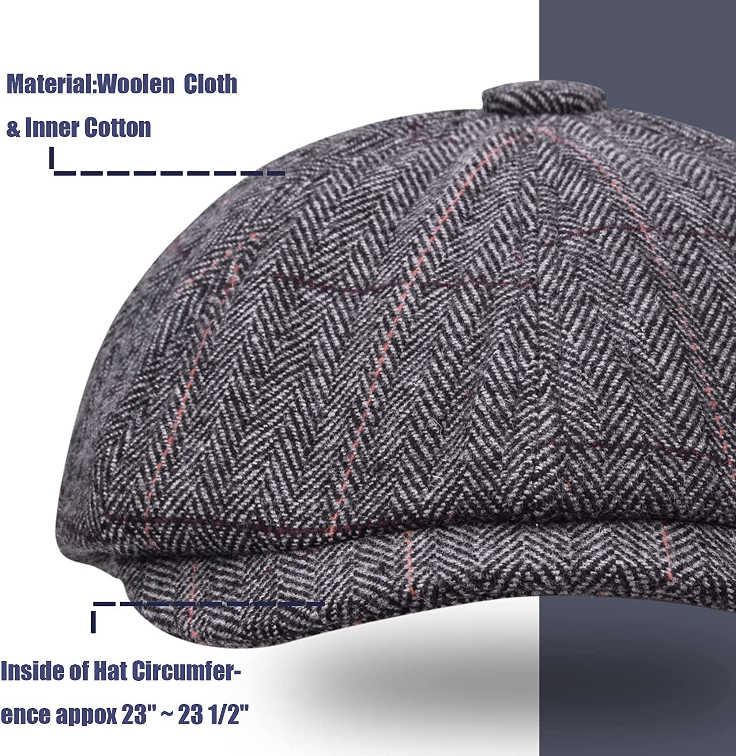 2 Pack Newsboy Hats for Men Classic 8 Panel Wool Blend Gatsby Ivy Hat