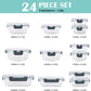 24-Piece Glass Food Storage Containers Set with Lids - Airtight Leak Proof Glass Meal Prep Containers, BPA Free Bento Lunch Boxes, Freezer/Oven/Dishwasher Safe(12 Lids & 12 Containers)