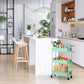 3-Tier Rolling Metal Storage Organizer - Mobile Utility Cart, Kitchen Cart with Caster Wheels (Aqua Green)