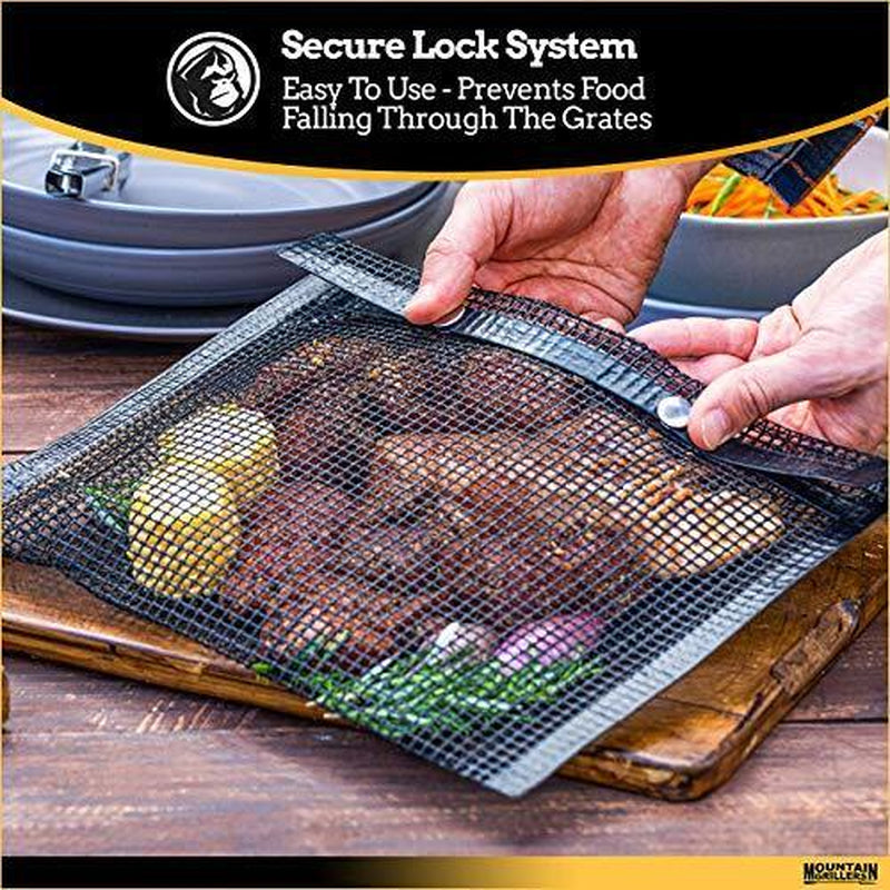BBQ Mesh Grill Bags - 12 X 9.5 Inch Reusable Grilling Pouches for Grills