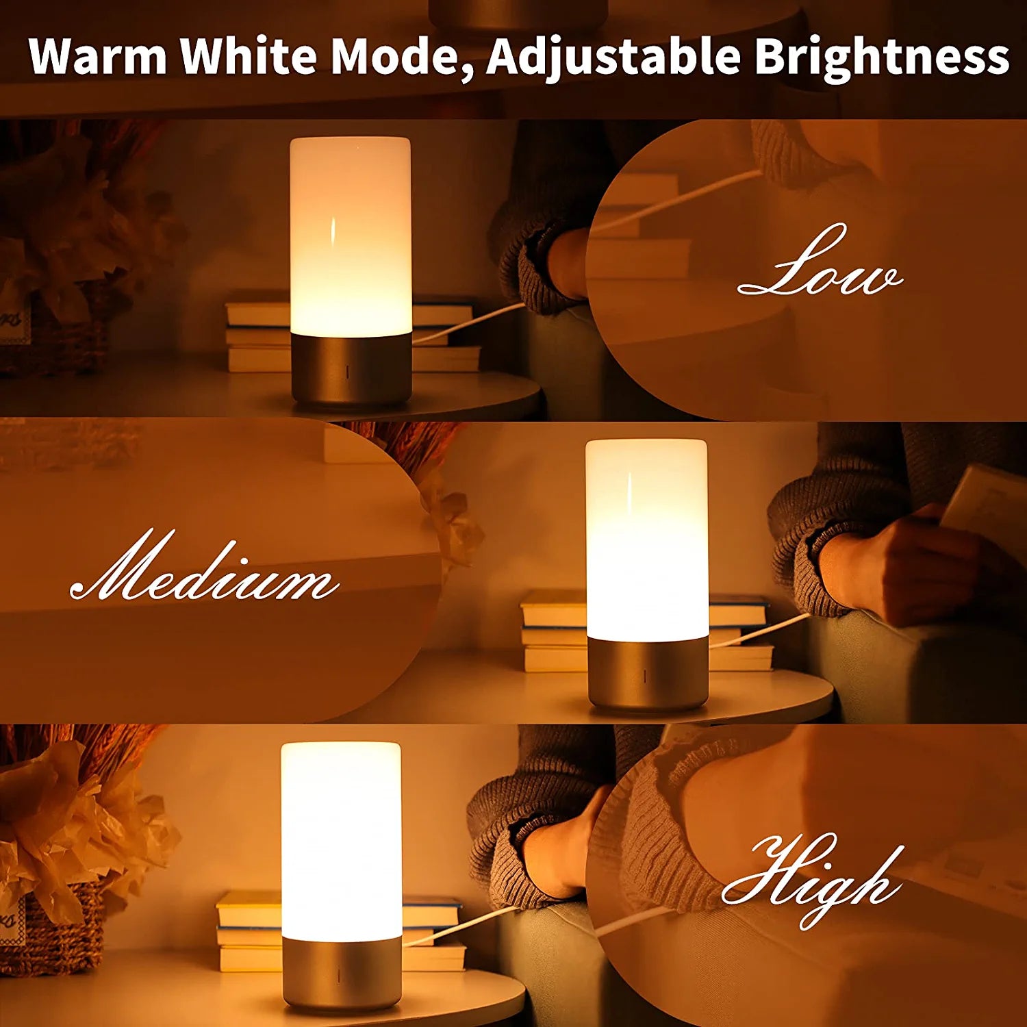 Touch Lamp, Lamp for Bedroom, 3-Level Brightness Warm White Light, RGB Colorful Mode for Fun, as a Gift for Christmas