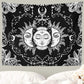 Sun and Moon Tapestry, Black and White Tapestries Mystic Burning Sun with Star Wall Hanging Decor for Bedroom (59" W X 51" L)