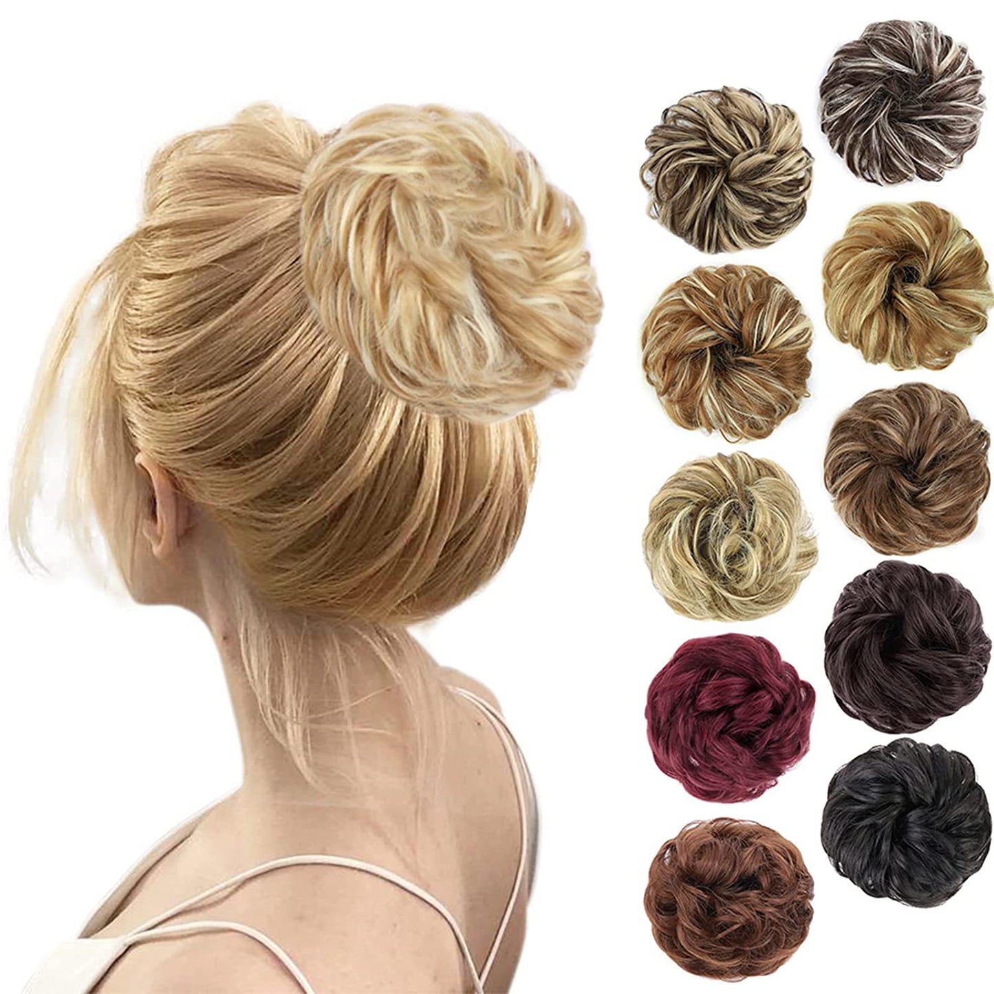 1PCS Messy Hair Bun Hair Scrunchies Extension Curly Wavy Messy Synthetic Chignon for Women Updo Hairpiece