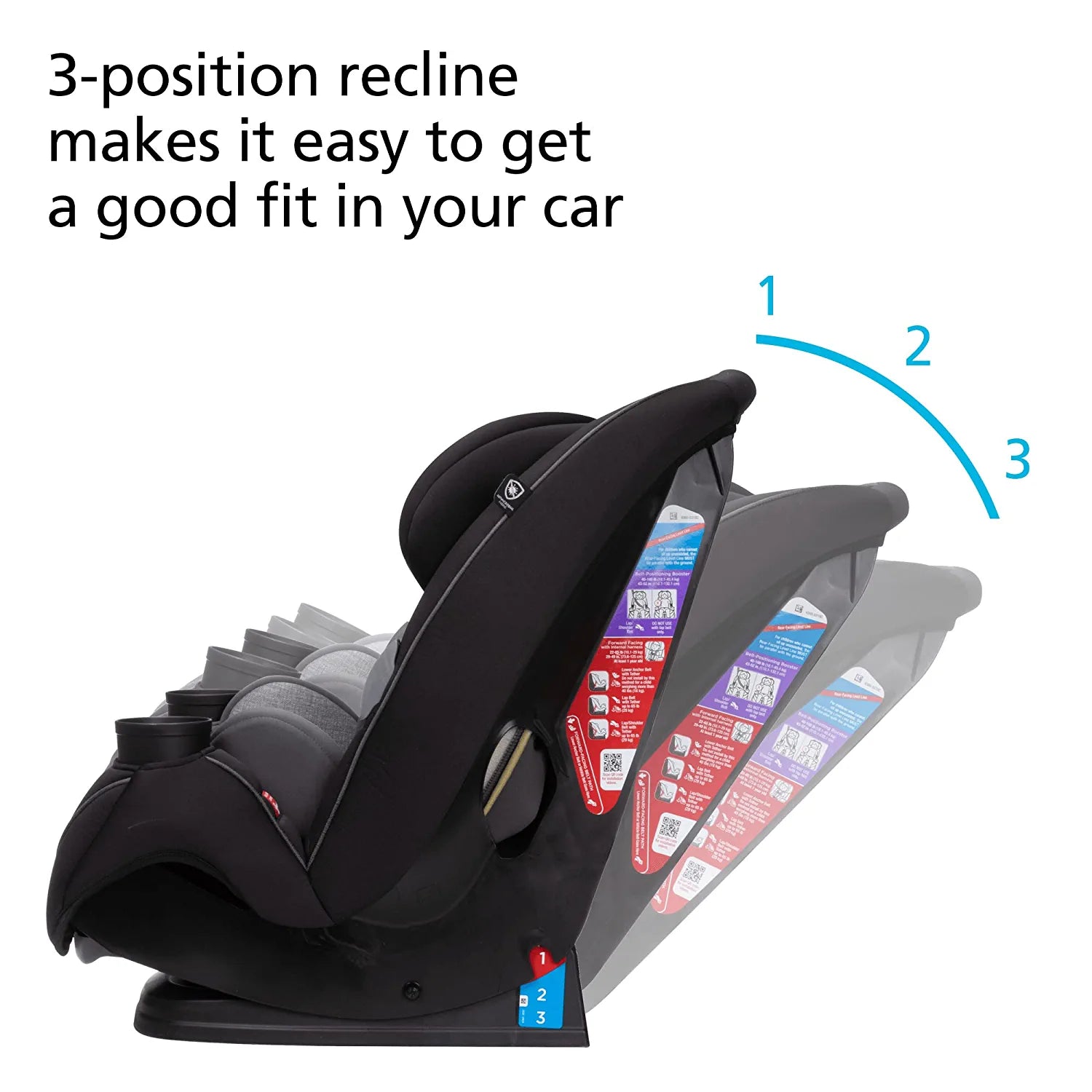 Grow and Go All-In-One Convertible Car Seat,Rear-Facing 5-40 Pounds, Forward-Facing 22-65 Pounds, and Belt-Positioning Booster 40-100 Pounds, Carbon Ink