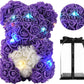 Gifts for Women,Rose Teddy Bear- over 300 Flowers on Every Rose Flower Bear,Rose Bear, Gifts for Mom, Birthday Gifts, Gifts for Girls - 10 Inch Clear Gift Box (Purple)