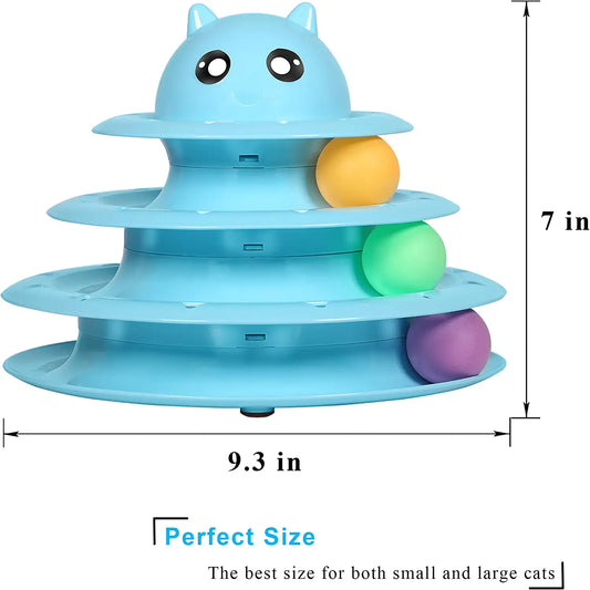 Cat Toy Roller 3-Level Turntable Cat Toy Balls with Six Colorful Balls Interactive Kitten Fun Mental Physical Exercise Puzzle Toys.
