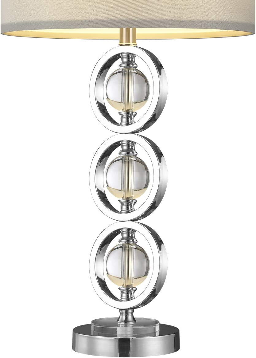 BOBOMOMO 26.5" Metal Crystal USB Table Lamps Set of 2 for Living Room Bedroom, Silver