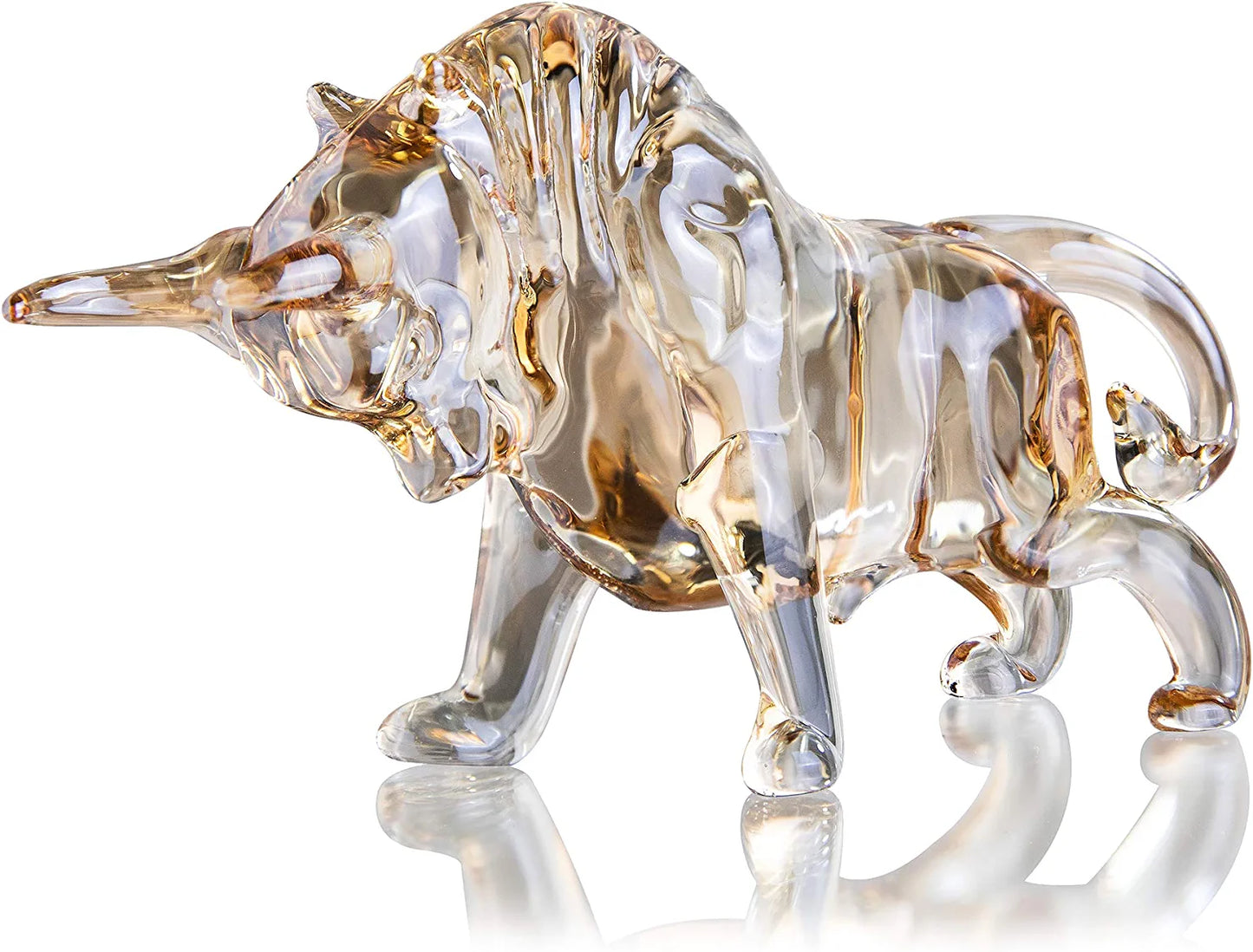 Charm and Lucky Fengshui Crystal Statues Wall Street Bull Figurine Sculpture Home Office Desk Decorative Ornament
