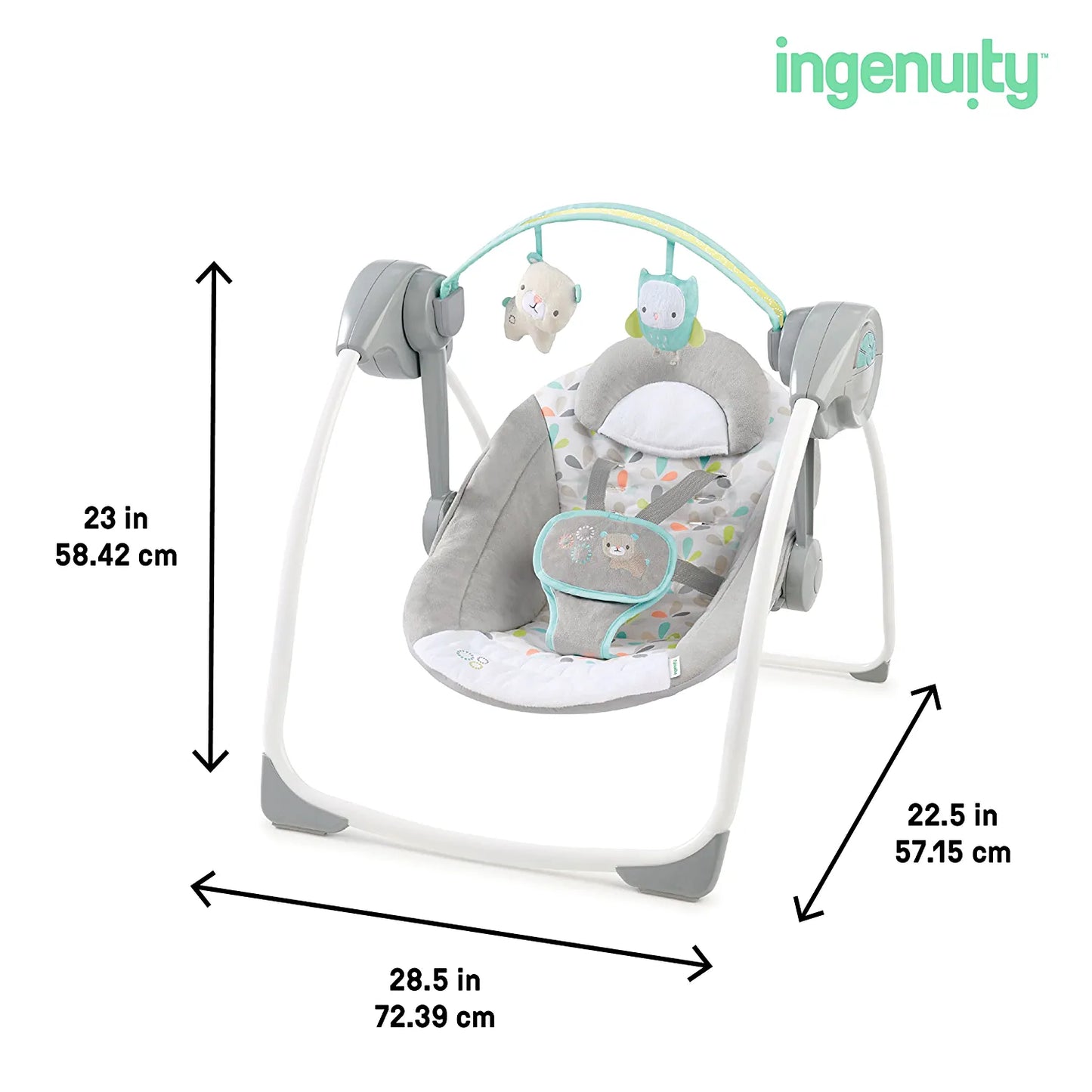 Comfort 2 Go Compact Portable 6-Speed Baby Swing with Music, Folds for Easy Travel - Fanciful Forest, 0-9 Months, 1 Count (Pack of 1)
