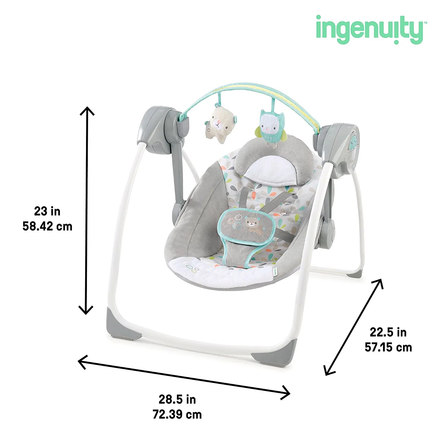 Comfort 2 Go Compact Portable 6-Speed Baby Swing with Music, Folds for Easy Travel - Fanciful Forest, 0-9 Months, 1 Count (Pack of 1)
