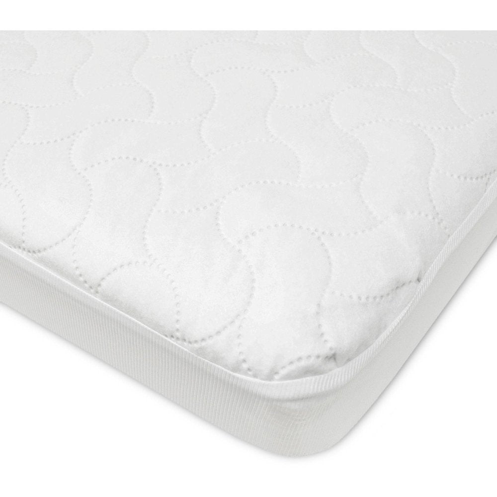 Waterproof Fitted Pack N Play Playard Protective Mattress Pad Cover, White, for Boys and Girls