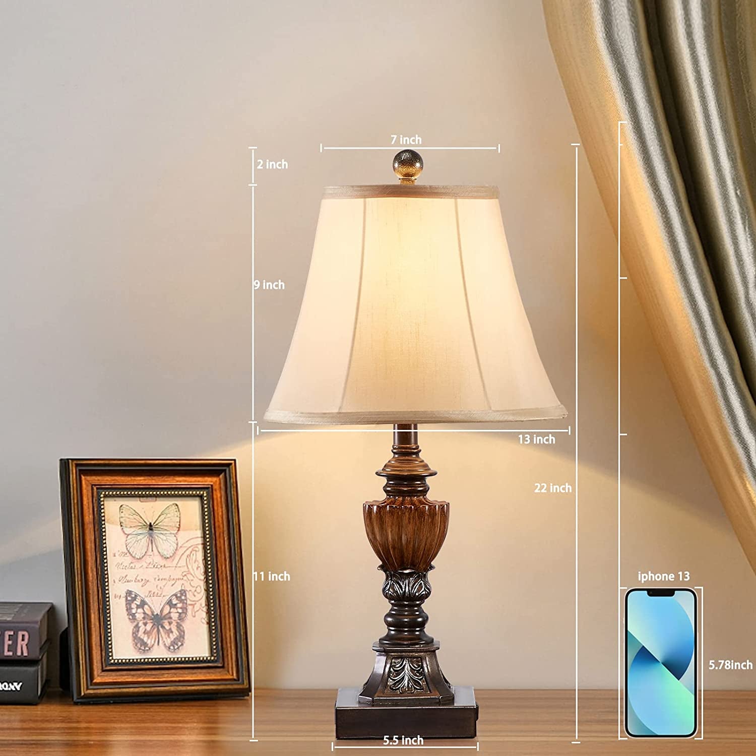 Drawealth Touch Control Traditional Table Lamp Set of 2,3-Way Dimmable Farmhouse Bedside Table Lamps with 2 USB Charging Ports Vintage Rustic Table Lamps for Living Room Bedroom Office Study
