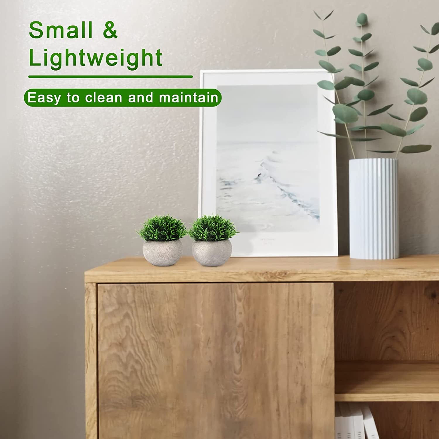 2 Pcs Fake Plants for Bathroom/Home Office Decor, Small Artificial Faux Greenery for House Decorations (Potted Plants)