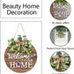 Interchangeable Seasonal Welcome Sign Front Door Decoration, Rustic round Wood Wreaths Wall Hanging Outdoor, Farmhouse, Porch, for Spring Summer Fall All Seasons Holiday Halloween Christmas.