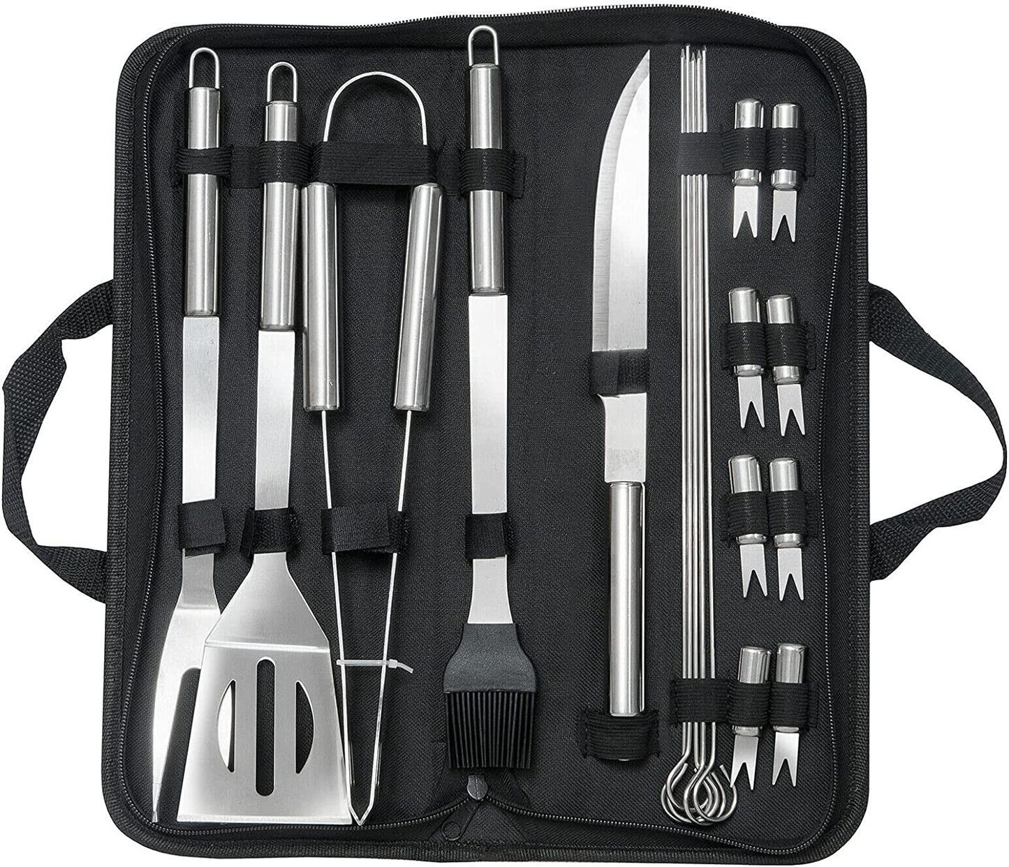 YLDZSH BBQ Grill Cooking Utensils Tool Set Stainless Steel Barbeque Portable Case (18-Piece Set)