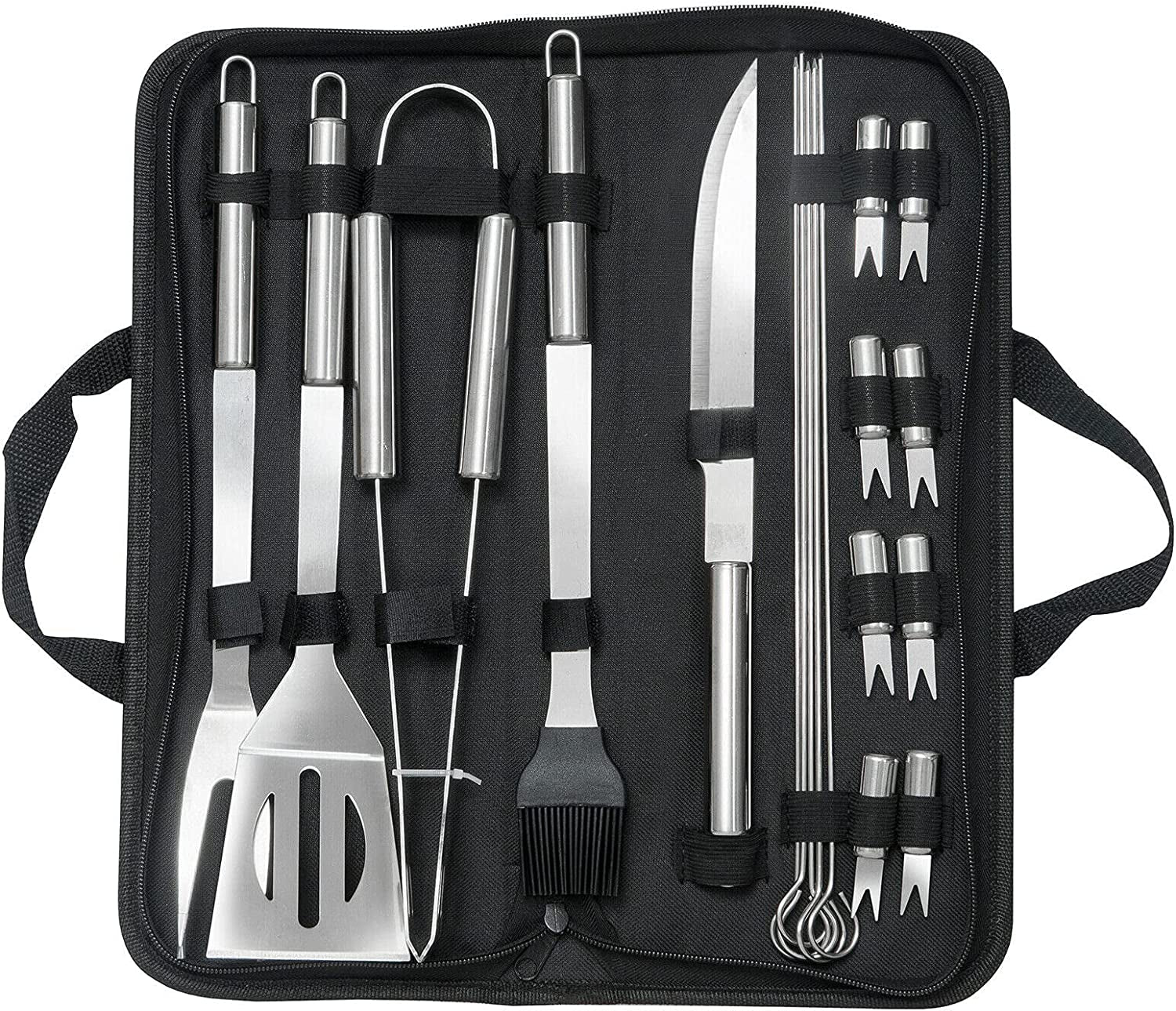 YLDZSH BBQ Grill Cooking Utensils Tool Set Stainless Steel Barbeque Portable Case (18-Piece Set)
