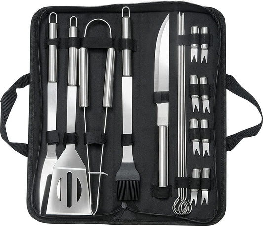 YLDZSH BBQ Grill Cooking Utensils Tool Set Stainless Steel Barbeque Portable Case (18-Piece Set)