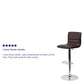 Flash Furniture Betsy Modern Brown Vinyl Adjustable Bar Stool with Back, Counter Height Swivel Stool with Chrome Pedestal Base
