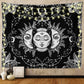 Sun and Moon Tapestry, Black and White Tapestries Mystic Burning Sun with Star Wall Hanging Decor for Bedroom (59" W X 51" L)