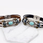 Retro Synthetic Turquoise Unisex Leather Wristband Bracelet for Men or Women
