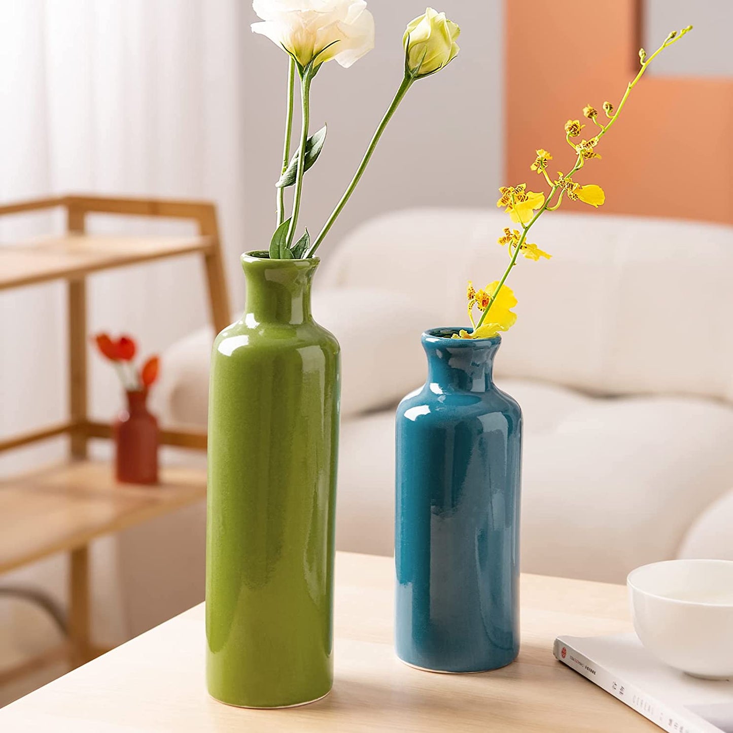 Ceramic Vases Set of 3 for Home Decor, Chinese Classical and Gorgeous Pottery Vase , Flower
