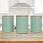 Kitchen Canisters with Bamboo Lids, Airtight Metal Canister Set, Coffee, Sugar, Tea, Flour Storage Containers, Farmhouse Kitchen Decor, Mint, 5.25” X 6.75”, Set of 3