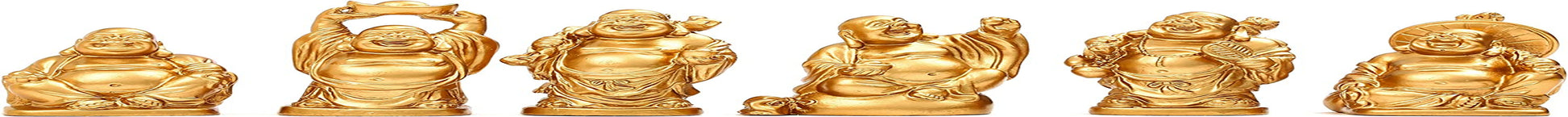 BRABUD Feng Shui 2'' Golden Resin Laughing Buddha Statue Figurines Set of 6 BS019