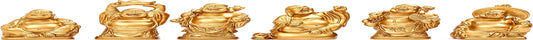 BRABUD Feng Shui 2'' Golden Resin Laughing Buddha Statue Figurines Set of 6 BS019
