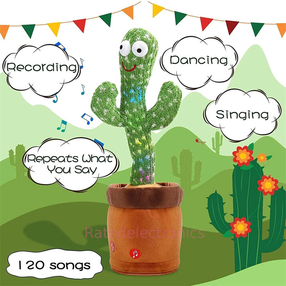 Singing Cactus Plush Toy Glow Dancing Electronic Recording Funny Song Fun Toy US