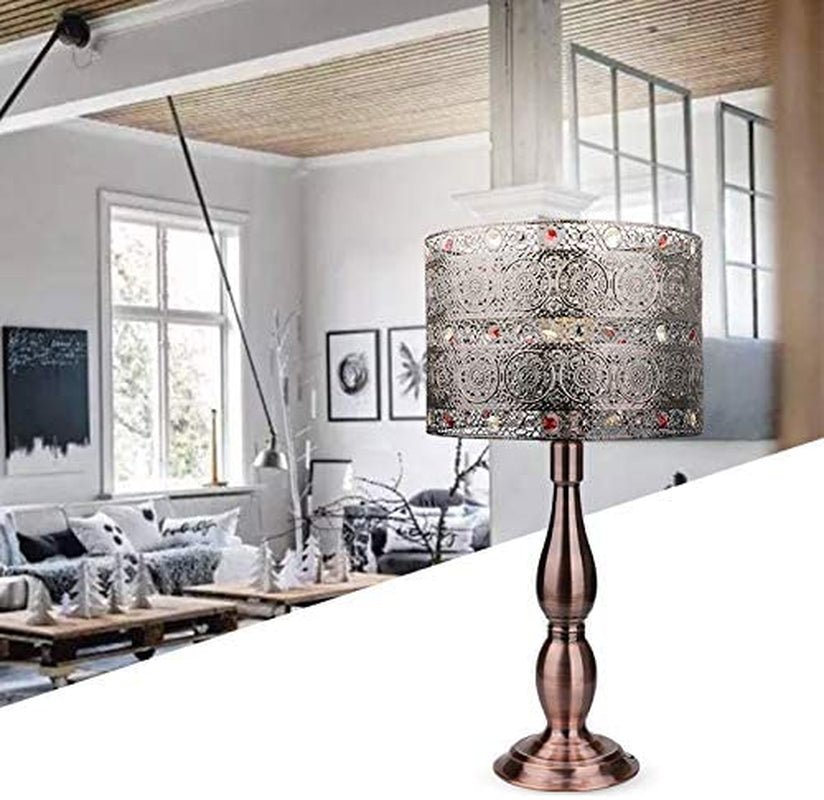 18 Inch Tall DIY Industrial Art Deco Retro Creative All Metal Table Lamps Bedroom,  Large Bronze Baroque Vintage Lights for Living Room