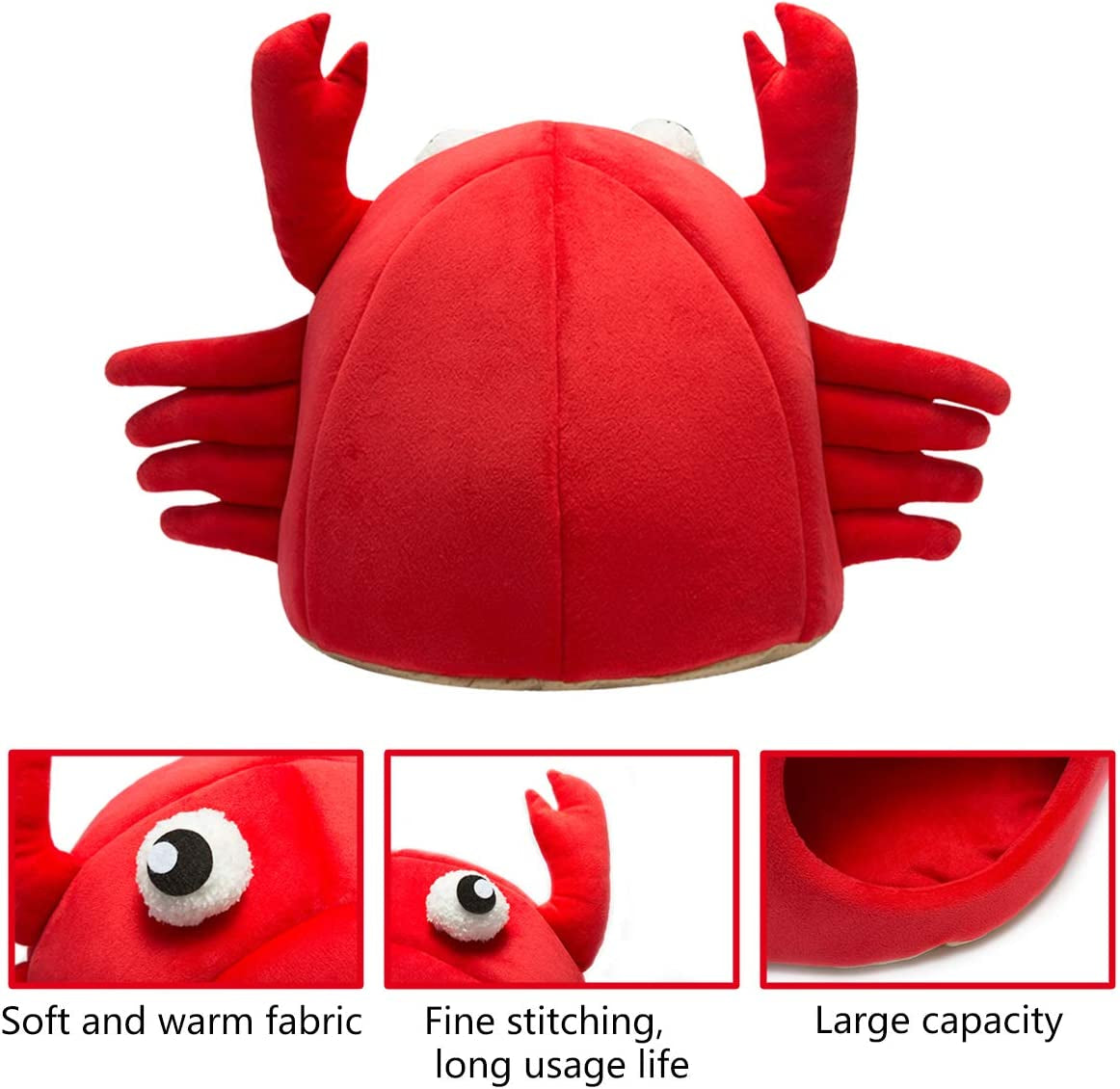 Self-Warming Crab Pet House Bed 2 in 1 Foldable Cushion Mat for Dogs and Cats, 14.6 X 14.6 Inches