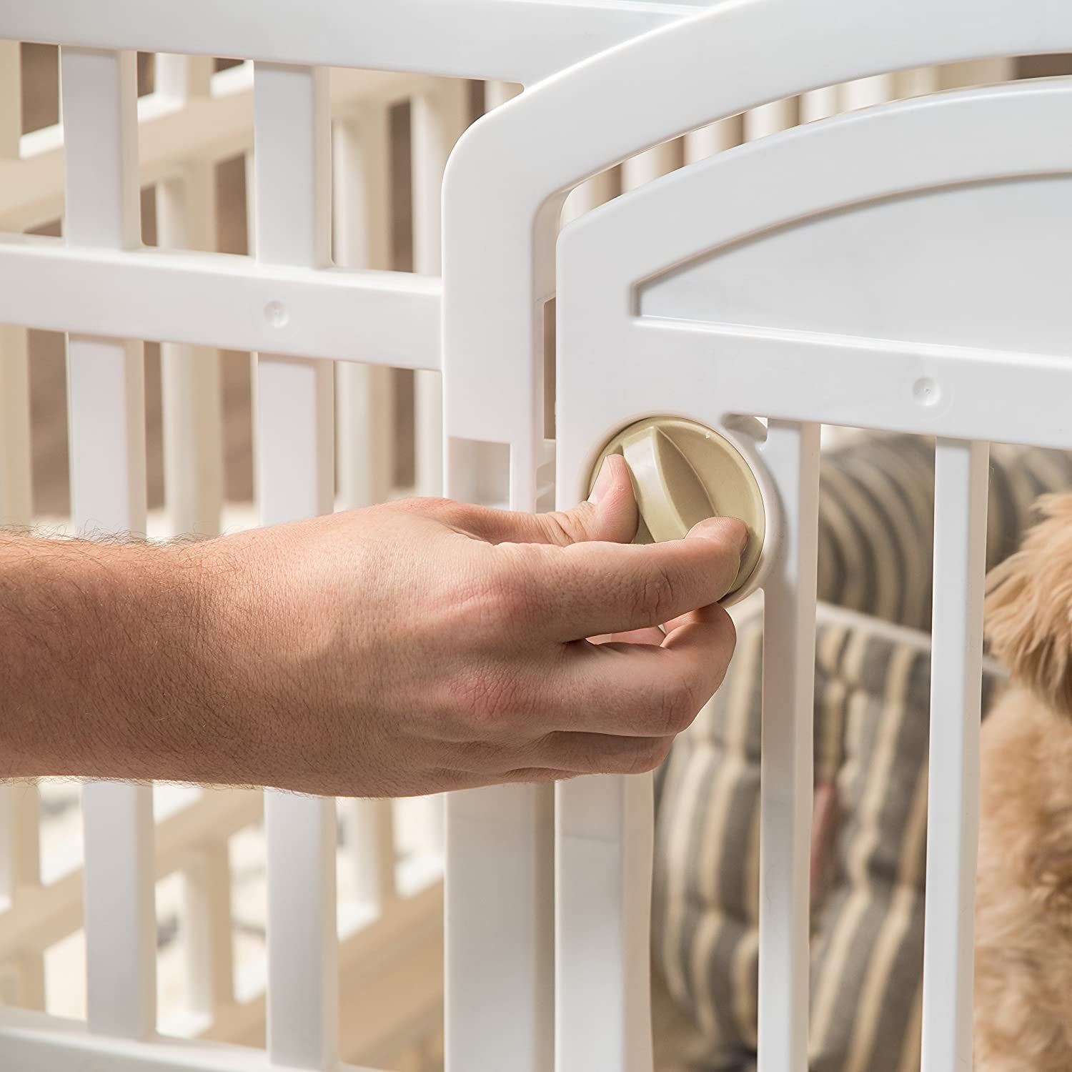 IRIS USA Dog Playpen, Exercise Pet Playpen with Door, 4-Panel, 24" H, White