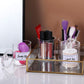 4 Pcs, 10 OZ Qtip Holder Dispenser for Cotton Ball, Cotton Swab, Cotton round Pads, Floss - Clear Plastic Apothecary Jar Set for Bathroom Canister Storage Organization, Vanity Makeup Organizer