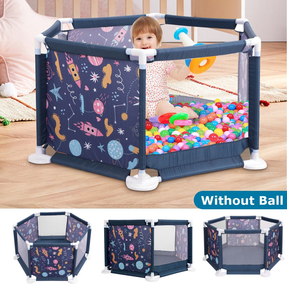 43 Inch Tight & Firm Baby Playpen Baby Playard with Breathable Mesh and Playmat, Intant Newborn Play Game Fence Kids Playinghouse for 0-2 Year Old