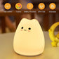 LED Cat Night Light for Kids, Cute Nursery Color Changing Kids Night Light with Tap Control, Battery Powered Squishy Silicone Soft Cat Lamp Christmas Gifts for Kids Baby Girls Boys Children Toddler
