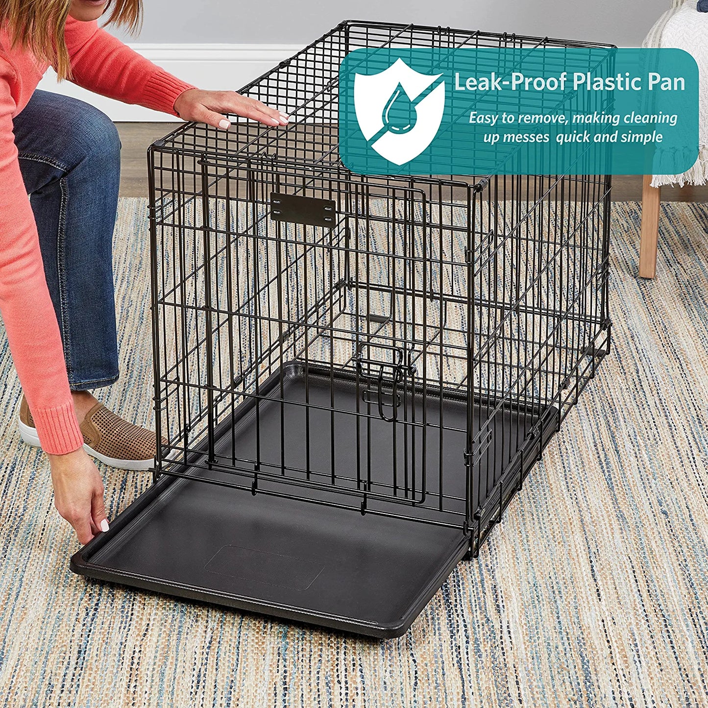 Newly Enhanced Single & Double Door Icrate Dog Crate, Includes Leak-Proof Pan, Floor Protecting Feet, Divider Panel & New Patented Features