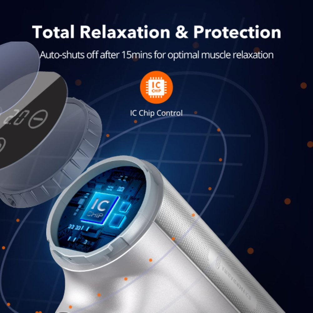 Massage Gun, Deep Tissue Percussion Muscle Massager Handheld Cordless Back Massager with 20 Speeds and 6 Heads(Sliver)