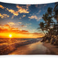Ocean Tapestry Wall Hanging Art Tapestry Exotic Nature Beach Palm Tree Sunrise Sunset Sky Landscape Aesthetic Tapestry Wide Wall Hanging for Bedroom Living Room Dorm (51 X 59Inch)