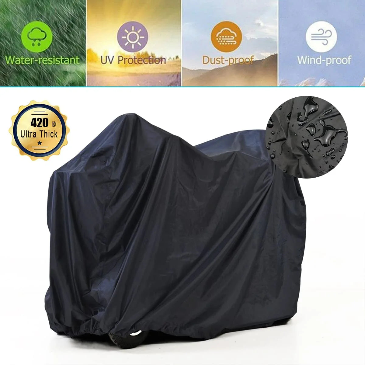 Upgraded Mobility Scooter Storage Cover, 420D Oxford Fabric Scooter Weather Cover with Waterproof Strip - 2 Buckles Heavy Duty, Water Resistant, Durable with Free Storage Bag by  (Black )
