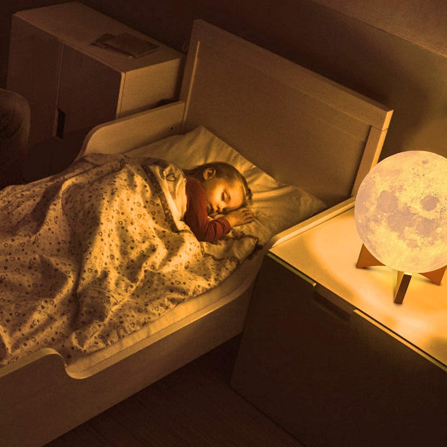 Moon Lamp, 16 Colors 7.1 Inch 3D Print Moon Light with Stand Remote Touch Tap Control, USB Rechargeable Dimmable LED Night Lights for Kids Adults Friends Family Lover Birthday Christmas Gifts