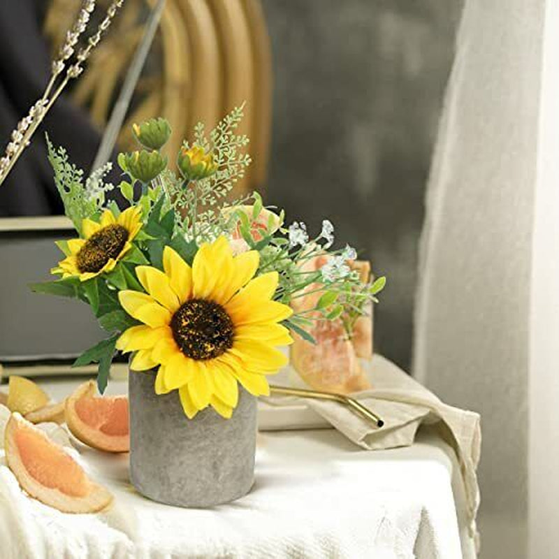 Sunflower Decor Artificial Potted Plants for Bathroom Home Kitchen Rustic Table