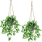 Hanging Plant Fake Hanging Plants with Pots, 2 Pack Artificial Hanging Plants, Faux Anthurium Leaf Hanging Basket Plant for Wall Home Room Indoor Outdoor Decor