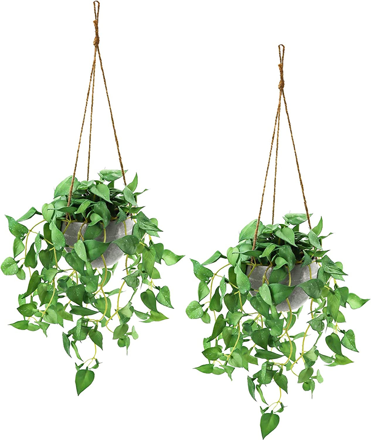 Hanging Plant Fake Hanging Plants with Pots, 2 Pack Artificial Hanging Plants, Faux Anthurium Leaf Hanging Basket Plant for Wall Home Room Indoor Outdoor Decor