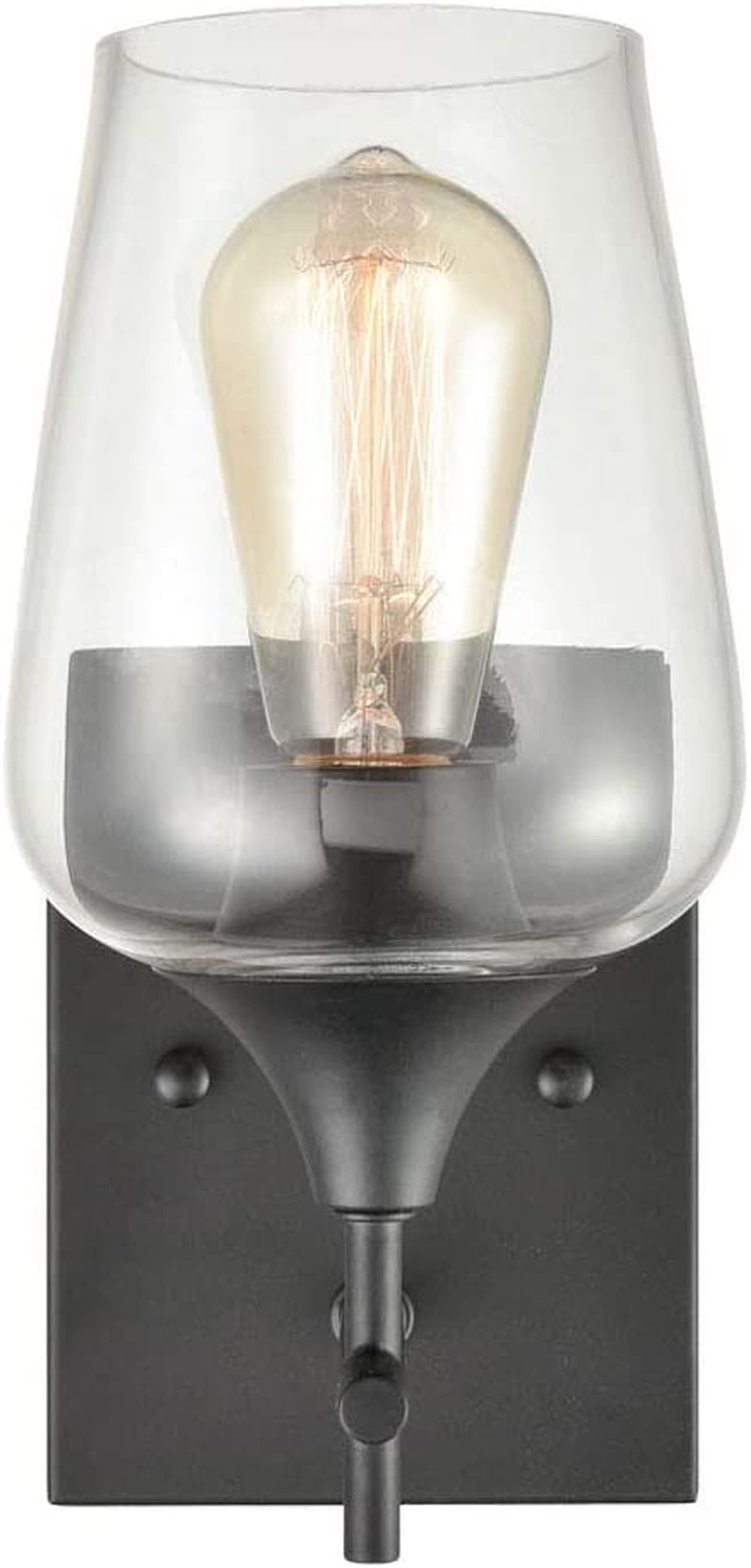 Industrial Glass Wall Sconces Lighting 2-Pack Bathroom Vanity Light Black Finish