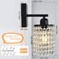 1 Light Bathroom Vanity Lights Fixtures over Mirror - Modern Wall Sconce Lighting Interior K9 Crystal Drop Wall Mount Lamp Matte Black for Kitchen Bedroom Entryway Hallway Living Room