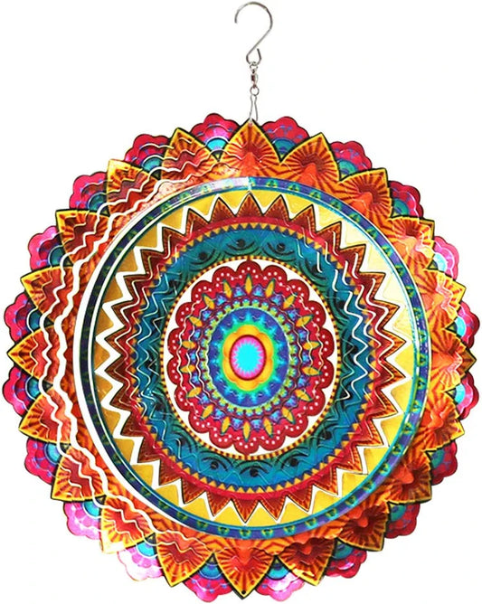 Stainless Steel Wind Spinner Worth Gift Indoor Outdoor Garden Decoration Crafts Ornaments 12 Inch Multi Color Mandala Wind Spinners