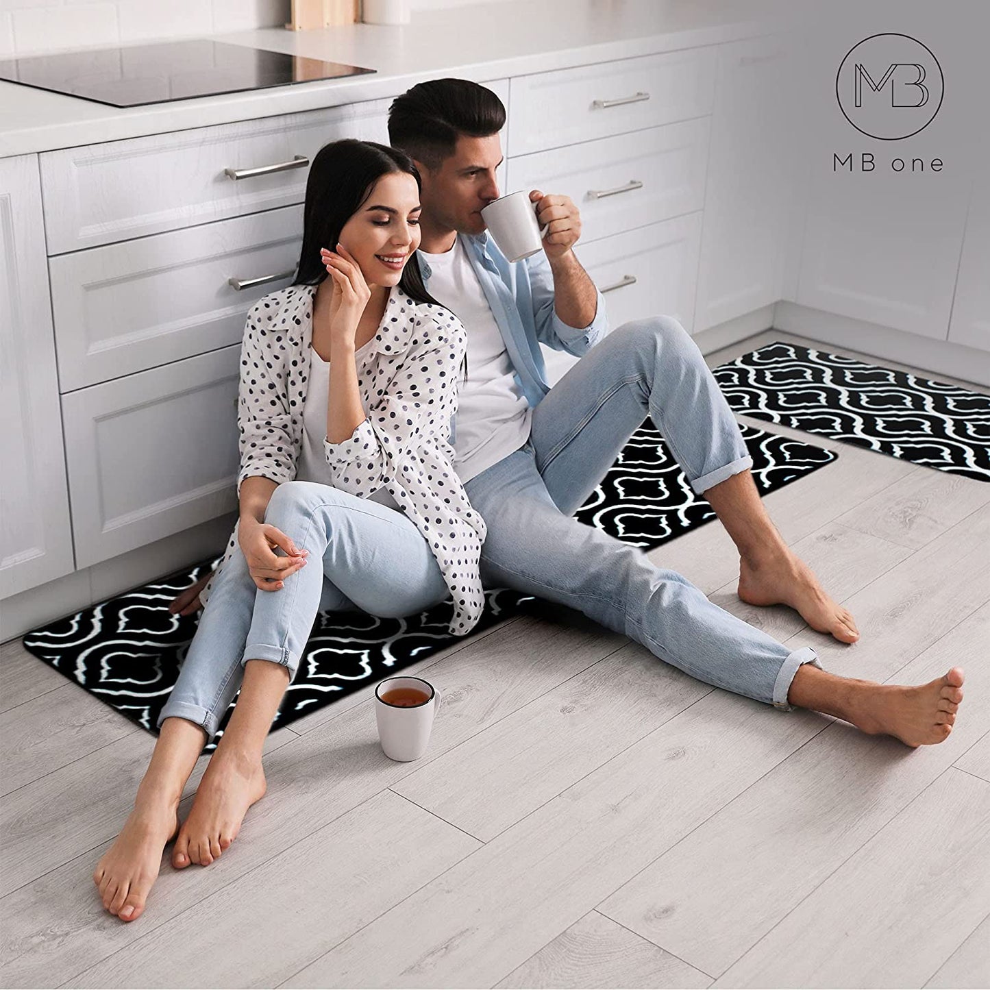 Kitchen Rug Set, 2 Pc. Set, Decorative and Modern Area Floor Runners, Soft, Absorbent, and Washable with Non-Skid Backing, Plush Small and Large Mats