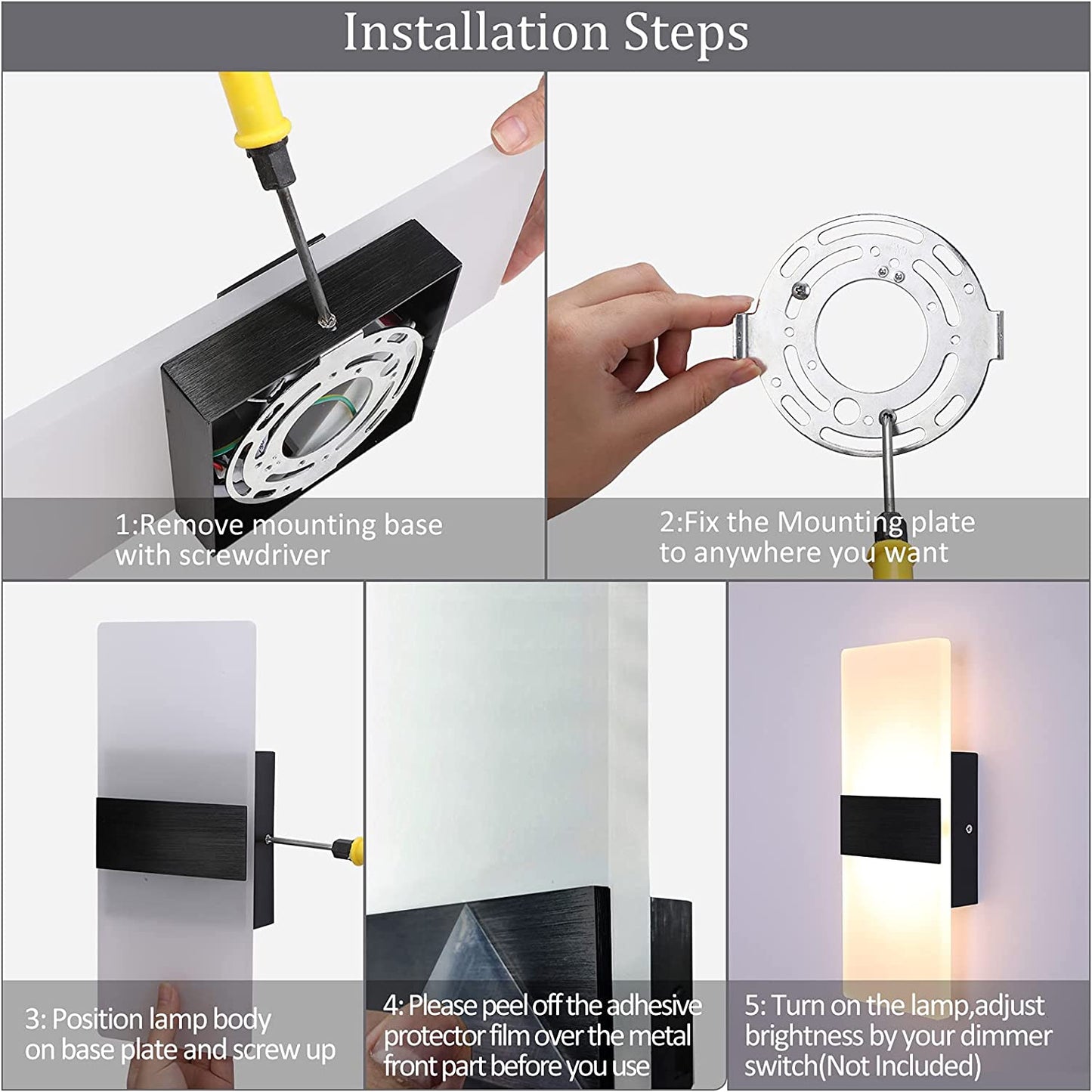 Modern Wall Sconce 12W LED Wall Lights Indoor Acrylic Modern Wall Light Set of 2 LED Wall Lamp for Hallway Living Room Corridor Bedroom, Warm White